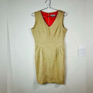 Shelby & Palmer Tan Sleeveless Sheath Dress Professional Work Size 6 Polyester